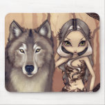 "A Wolfish Friend" Mousepad mousepads