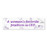 A Women's Favourite Position bumper stickers
