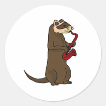 AA- Funky Ferret Playing the Saxophone Stickers