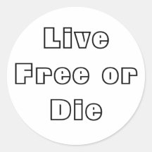 aam Live Free or Die Round Stickers