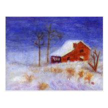 Abandoned Barn in Winter, Postcard