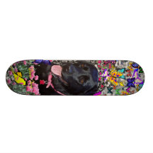 Abby in Butterflies - Black Lab Dog Skate Board Deck