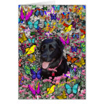 Abby in Butterflies Card - Black Labrador