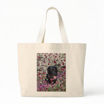 Abby in Flowers – Black Lab in Flowers Canvas Bags
