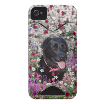Abby in Flowers – Black Lab in Flowers Id Iphone 4 Cover