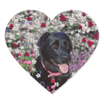 Abby in Flowers – Black Lab in Flowers Stickers