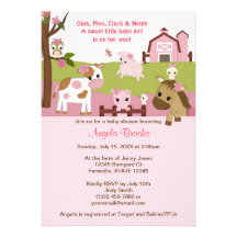 Abby's Farm Animal Baby Shower GIRL PINK AFC Personalized Invite