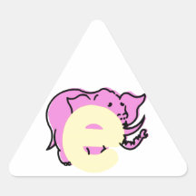ABC Alphabet , E is for Elephant in Pink Sticker