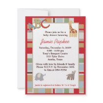 ABC Alphabet Soup Striped Baby Shower Invitation