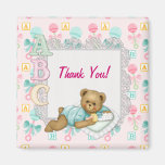 ABC Teddy Pink  Baby Shower - Thank You Magnet