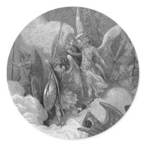 Abdiel Attacks Satan Round Stickers