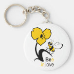 Abeille dans l'amour porte-clefs