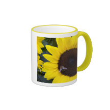 Abeille dans maman de tasse de tournesol la meille