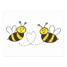 Abeilles de miel avec le coeur carte postale
