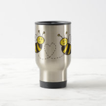 Abeilles de miel avec le coeur tasse à café