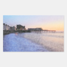 Aberystwyth Sea Front Rectangle Stickers