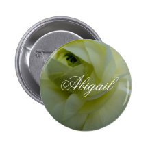 Abigail White Flower Name Badge Pinback Button