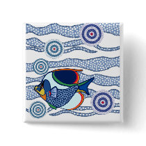 Aboriginal Dot Art Fish-01 Pins