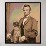 Abraham Lincoln et son chat "Dixie " Affiche