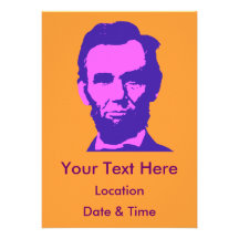Abraham Lincoln in Pink & Purple Custom Invitations