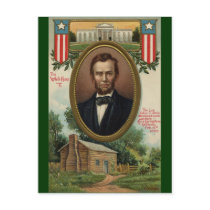 Abraham Lincoln & Log Cabin in Kentucky Postcard