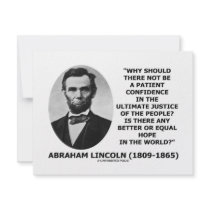 Abraham Lincoln Patient Confidence Justice Quote Custom Announcements