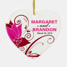Abraxas Abstract Floral Wedding Photo fuschia Christmas Ornament