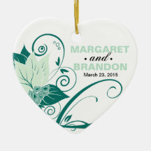 Abraxas Abstract Floral Wedding Photo mint Christmas Ornaments