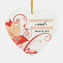 Abraxas Abstract Floral Wedding Photo peach Christmas Ornaments