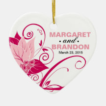 Abraxas Abstract Floral Wedding Photo pink magenta Christmas Ornaments