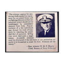 Absences Aid The Enemy - Rear Admiral W.H.P Blandy Postcard