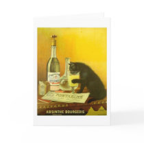 Absinthe Bourgeois and Cat Vintage Poster Art Card