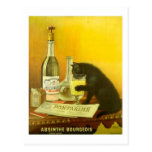 Absinthe Bourgeois and Cat Vintage Poster Art Post Card