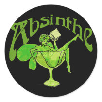 Absinthe Girl In Glass Round Sticker