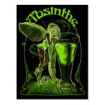 Absinthe La Fee Verte Fairy With Glass Post Card
