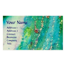 ABSTRACT AQUA BLUE TEAL GOLD SPARKLES,RED WAX SEAL BUSINESS CARD