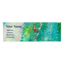 ABSTRACT AQUA BLUE TEAL GOLD SPARKLES,RED WAX SEAL BUSINESS CARDS