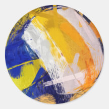 Abstract Art Beach Volleyball Round Sticker