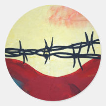 Abstract - barbed wire round stickers