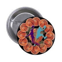 ABSTRACT BASKETBALL DESIGN PINBACK BUTTON