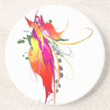 Abstract Bird of Paradise Paint Splatters Beverage Coaster