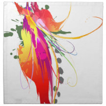 Abstract Bird of Paradise Paint Splatters Cloth Napkins
