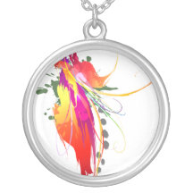 Abstract Bird of Paradise Paint Splatters Custom Necklace