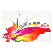 Abstract Bird of Paradise Paint Splatters Custom Stationery