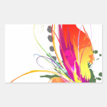 Abstract Bird of Paradise Paint Splatters Rectangular Stickers