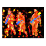 Abstract Black and Orange Musicians Postcards