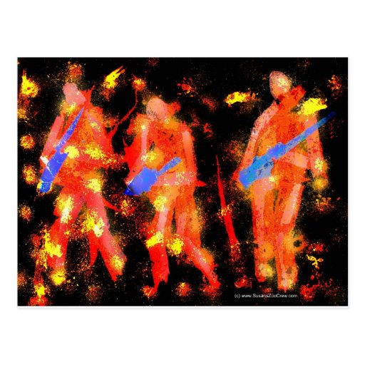 Abstract Black and Orange Musicians Postcards