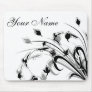 Abstract Black and White Flowers Mouse Pad