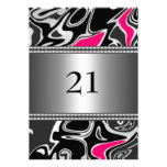 Abstract Black White Pink Silver Trim 21st Birthda Personalized Invites