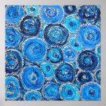 Abstract Blue and Silver Circles Poster